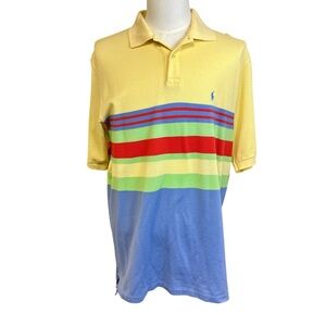 POLO GOLF Ralph Lauren‎ Short Sleeve Shirt Mens Sz L Vintage Colorful Striped